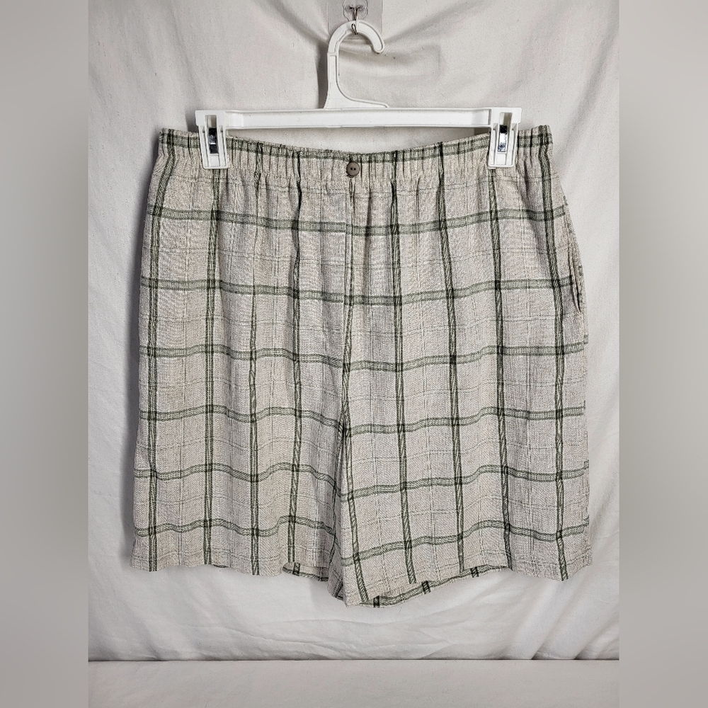 Vintage Made In USA Collaborations Flax Hi-Waist Windowpane Plaid Shorts Sz 16